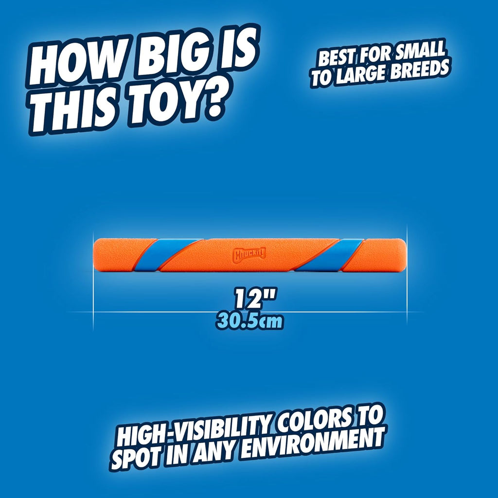 Interactive Dog Toy Ultra Fetch Stick - 12 Inch Outdoor Dog Toy for All Breed Sizes