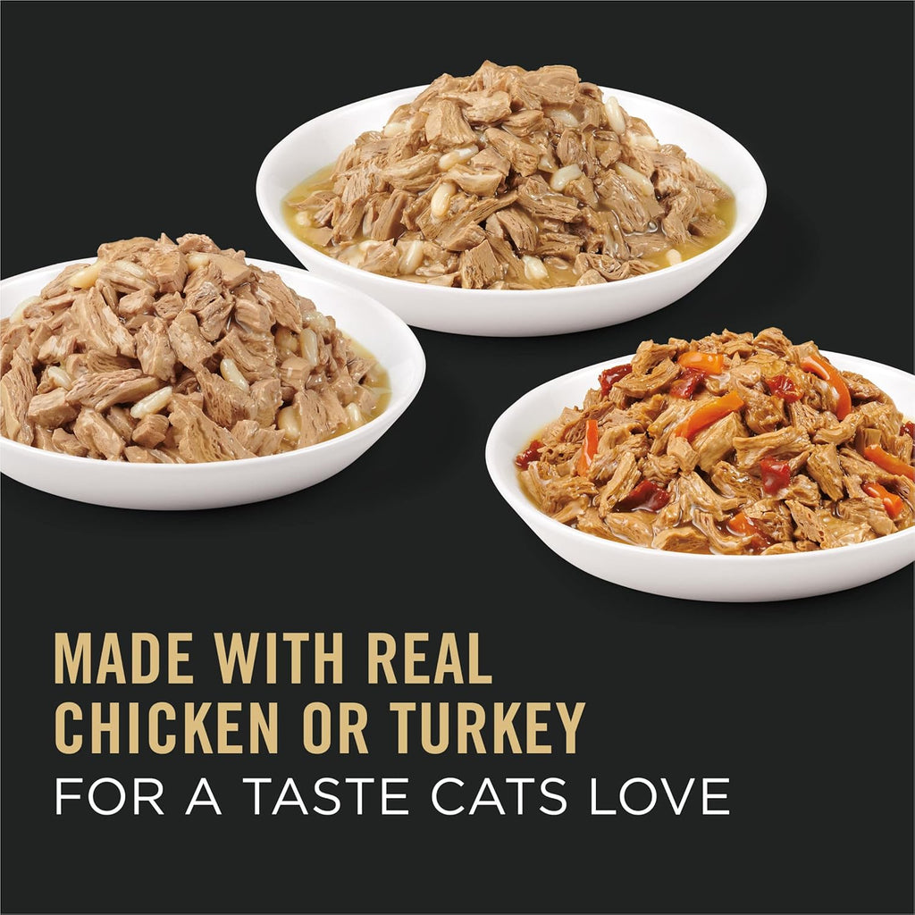 Purina Pro Plan Gravy, High Protein Wet Cat Food Variety Pack, Complete Essentials Chicken and Turkey Favorites - (Pack of 24) 3 Oz. Cans