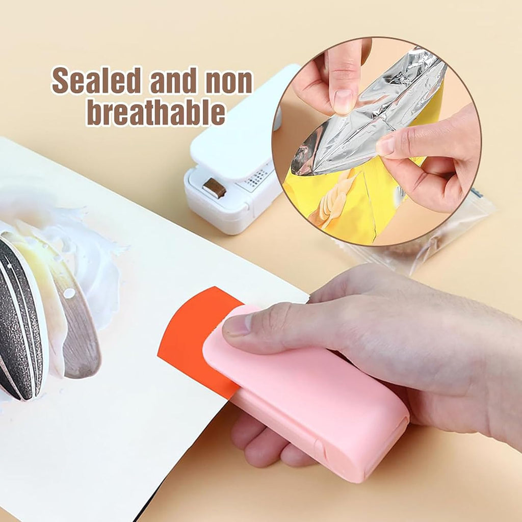 Portable Mini Sealing Machine, 2026 Upgrade Mini Bag Sealer 2 in 1 Sealer and Cutter Handheld Heat Vacuum Sealer Portable Resealer Machine for Plastic Bags Food Storage Snacks Freshness (Pink, 1Pcs)