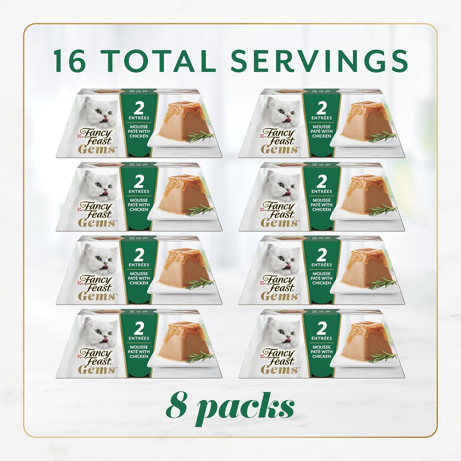 Gems Pate Cat Food Mousse with Chicken and a Halo of Savory Gravy Cat Food - (Pack of 8) 4 Oz. Boxes
