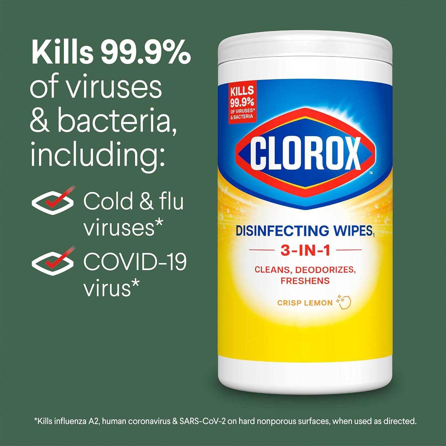 Disinfecting Wipes for Allergy Season, Bleach-Free, Multi-Surface Cleaner, Antibacterial, Fresh Scent & Crisp Lemon, 75 Count Each, Pack of 3