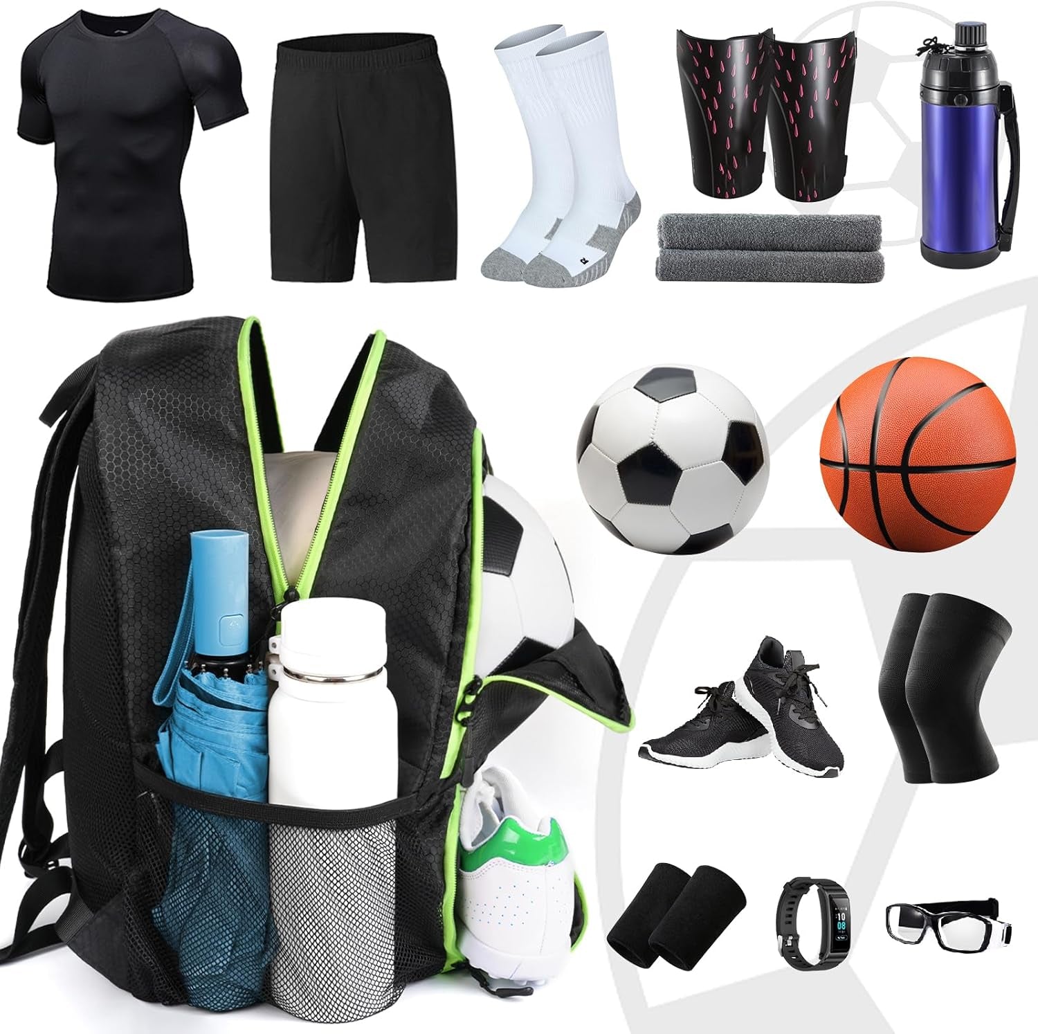Soccer Backpack,Soccer Bag with Ball Holder, Water Resistant Sport Equipment Bags Fit Basketball Volleyball Football