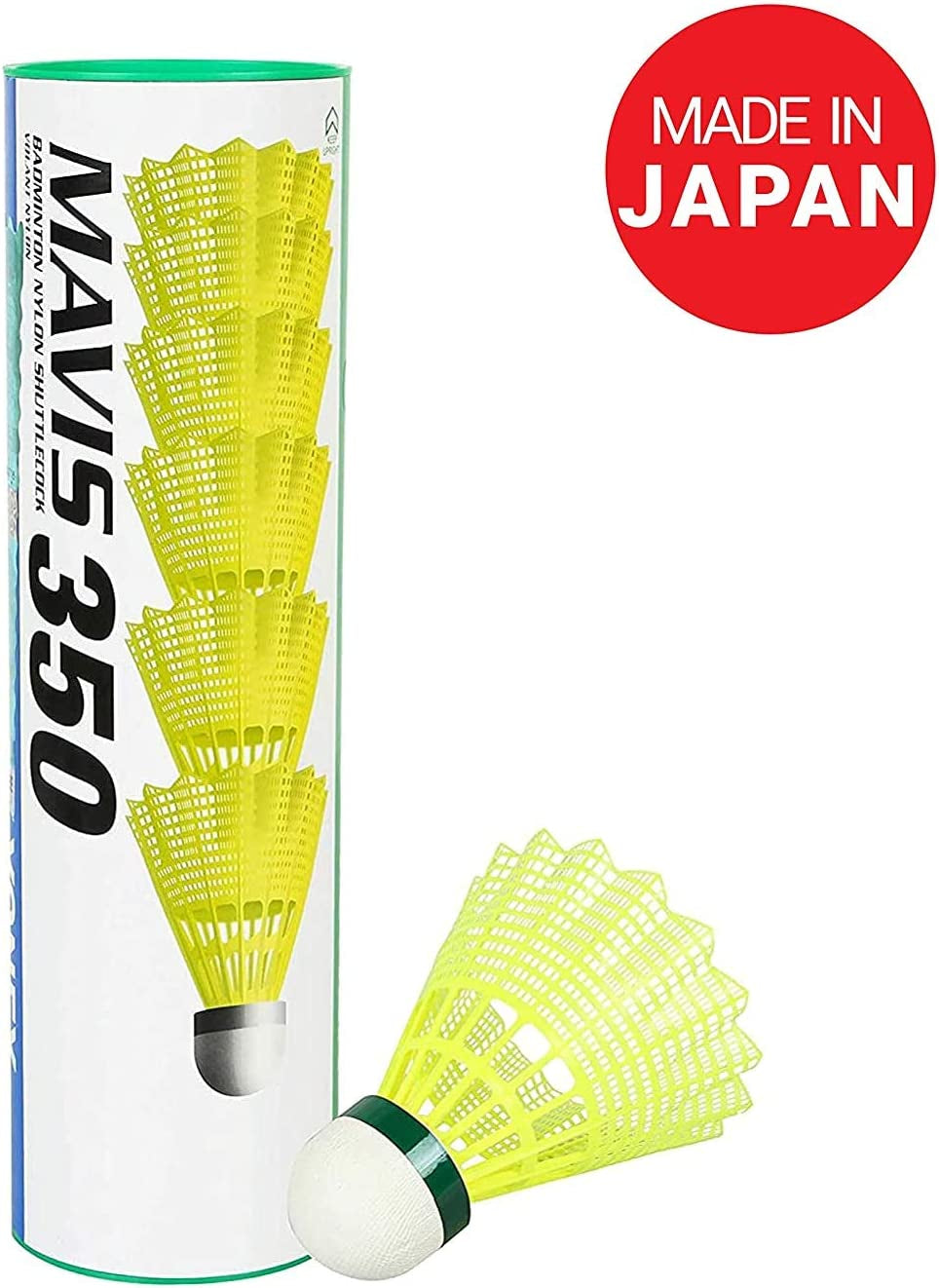 Mavis 350 Nylon Badminton Shuttlecocks (Yellow, Slow Speed) | Durable Performance