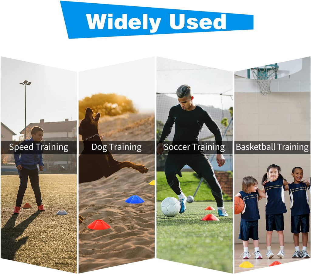 25/50/100Pcs Disc Cones, Agility Soccer Cones with Carry Bag and Holder, Soccer Cones for Sports Training, Football, Soccer, Basketball, Coaching, Practice Equipment, 5 Color