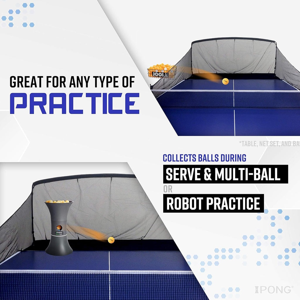 Carbon Fiber Table Tennis Ball Catch Net - Practice Net Attaches to Ping Pong Table for Ball Collection during Table Tennis Robot, Serve or Multi-Ball Training