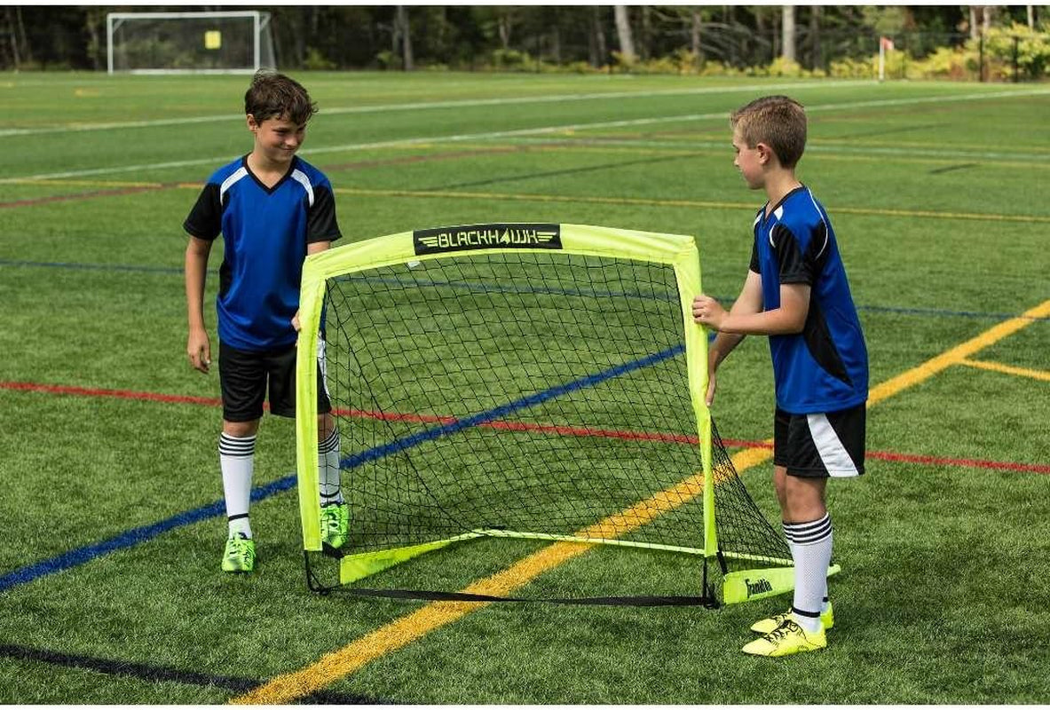 Franklin Sports Blackhawk Backyard Soccer Goal - Portable Pop up Soccer Nets - Youth + Adult Folding Indoor + Outdoor Goals - Multiple Sizes + Colors