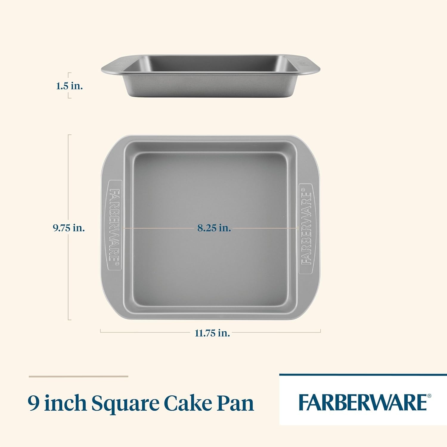 Nonstick Bakeware 9-Inch Square Cake Pan, Gray