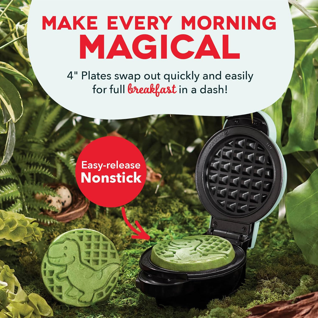 Multimaker® Mini System - Compact Waffle Maker for Family Breakfasts - Removable Griddle Plates & Nonstick Surface - 6 Plates - Aqua