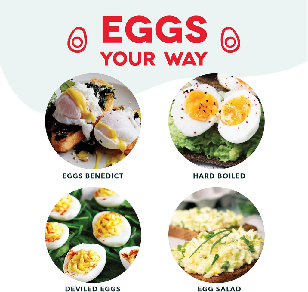 Rapid Egg Cooker - Boiler, Poacher & Steamer - Includes Measuring & Recipe Guide - Dishwasher Safe - BPA Free - Holds 7 Eggs, Black