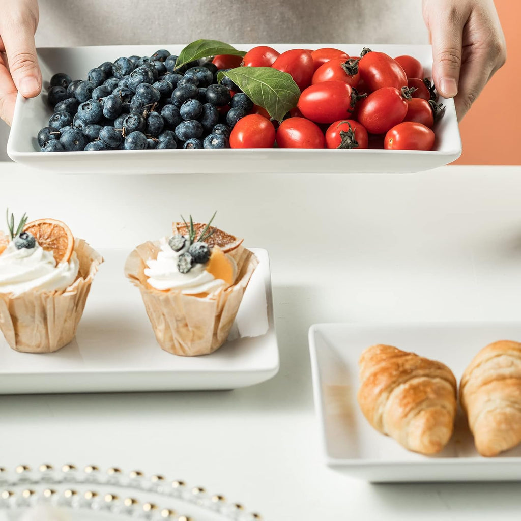 3 Tier Serving Trays Stand Porcelain Serving Platters 12 Inch White Serving Plates Dinner Platters for Appetizer Snack Fruit Cup Cake Tray Display Serving Dishes for Entertaining