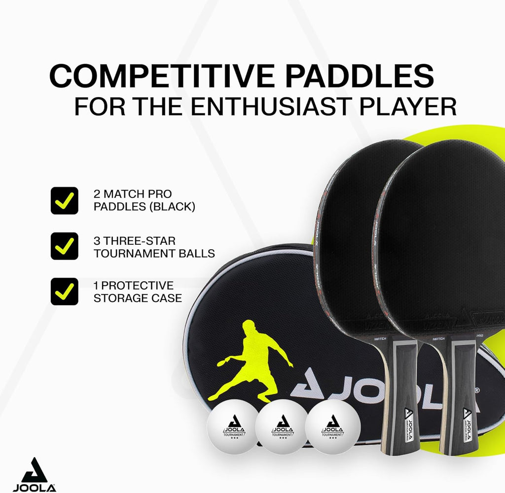 Duo Pro Ping Pong Paddles Set of 2 - Professional Table Tennis Paddles, Three Advanced 3 Star Tournament Ping Pong Balls and Carrying Case - Advanced Table Tennis Rackets