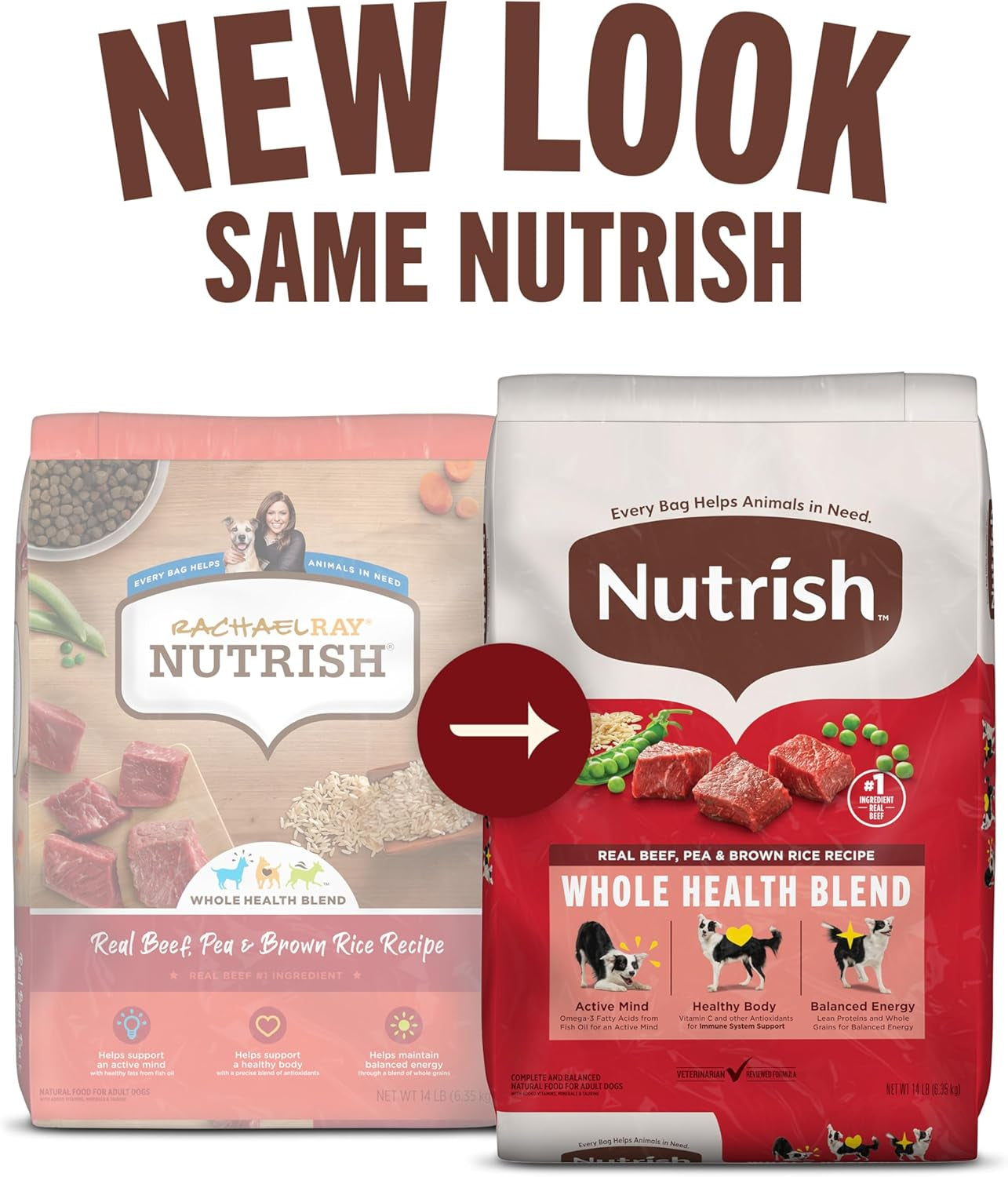 Dry Dog Food, Real Beef, Pea & Brown Rice Recipe Whole Health Blend for Adult Dogs, 28 Lb. Bag, Packaging May Vary (Rachael Ray)