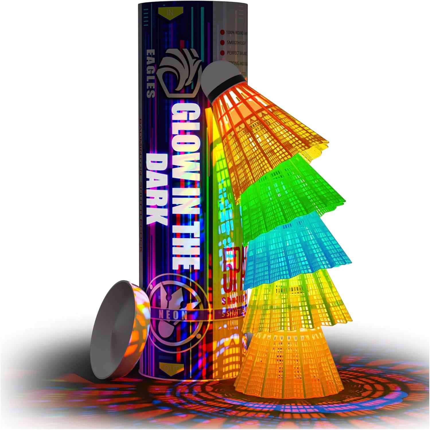 Glow in the Dark Badminton Shuttlecocks - 5 or 10 Pack Lighting Birdies, LED or 360° Glow Birdie Balls for Badminton Set Light up Birdies