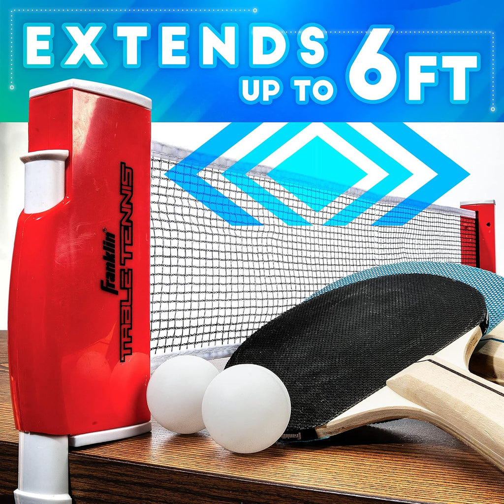 Franklin Sports Table Tennis to Go Portable Ping Pong Set - Table Top Ping Pong Net + (2) Paddles - Ping Pong Balls Included - 2 Players | Portable, Table Top, Ping Pong Net, (2) Paddles