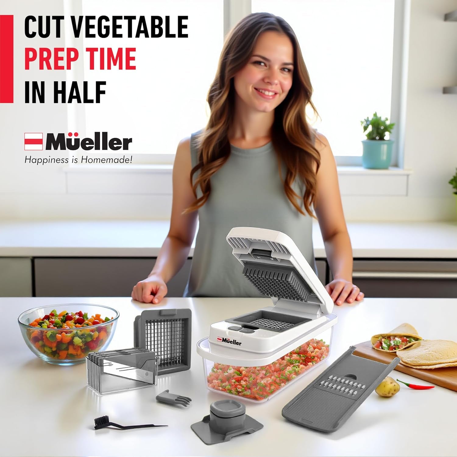 the Real Original Pro Chopper since 2013 Vegetable Chopper Mandoline Slicer, 8 Blade Food Veggie Chopper Onion Vegetable Cutter with Container, Kitchen Gadgets & Essentials, (10 in 1)