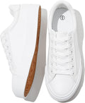Womens White Tennis Shoes PU Leather Sneakers Casual Walking Shoes for Women