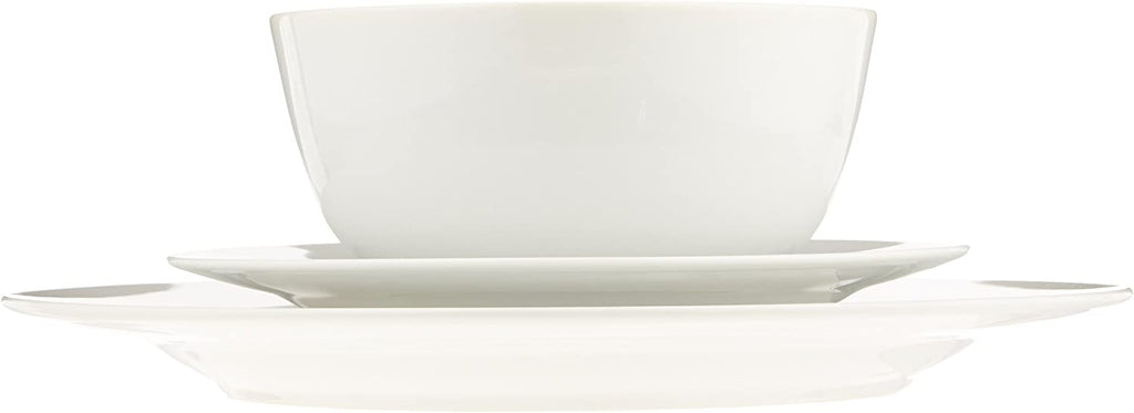 Porcelain Dinnerware Set, Microwave and Dishwasher Safe, Service for 6, 18-Piece, Plates, Bowls, White