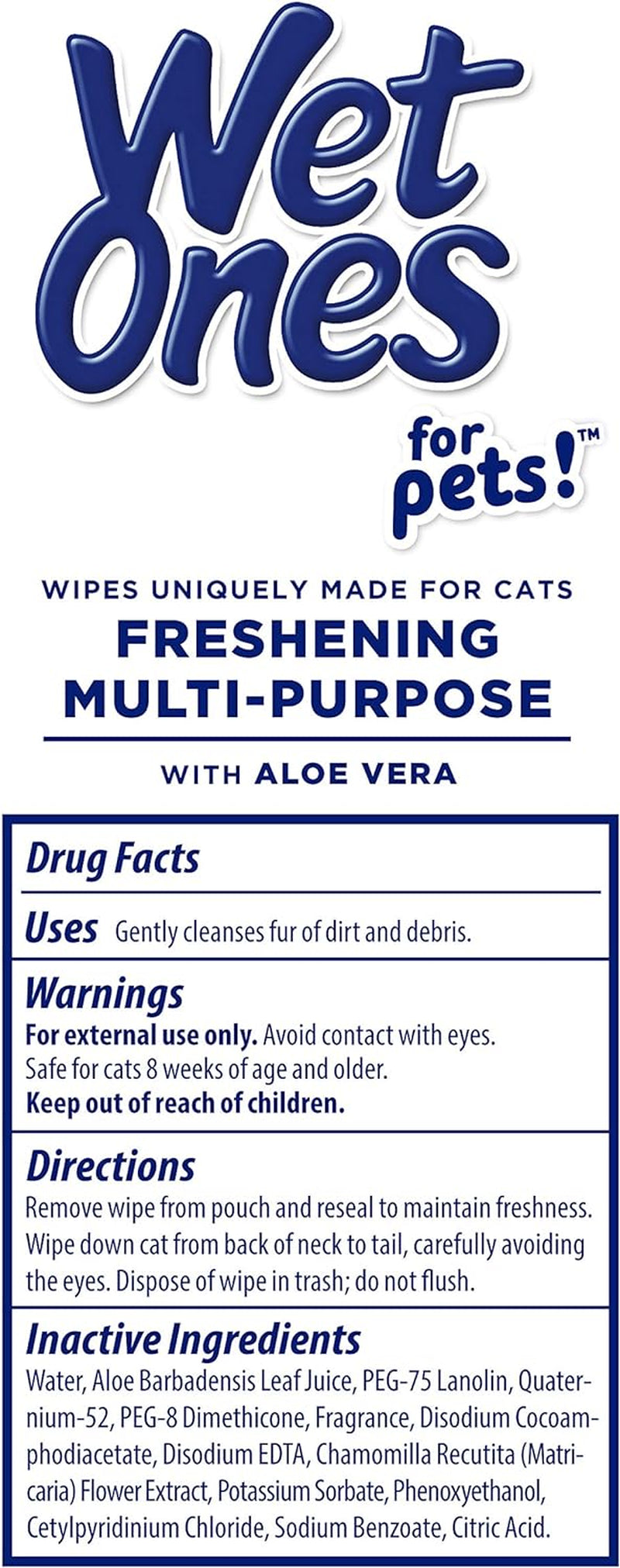 for Cats Freshening Wipes, Multi-Purpose Cat Grooming Wipes with Aloe Vera, Helps Remove Dirt, Odor, and Dander between Baths, Fresh Scent, 50 Count