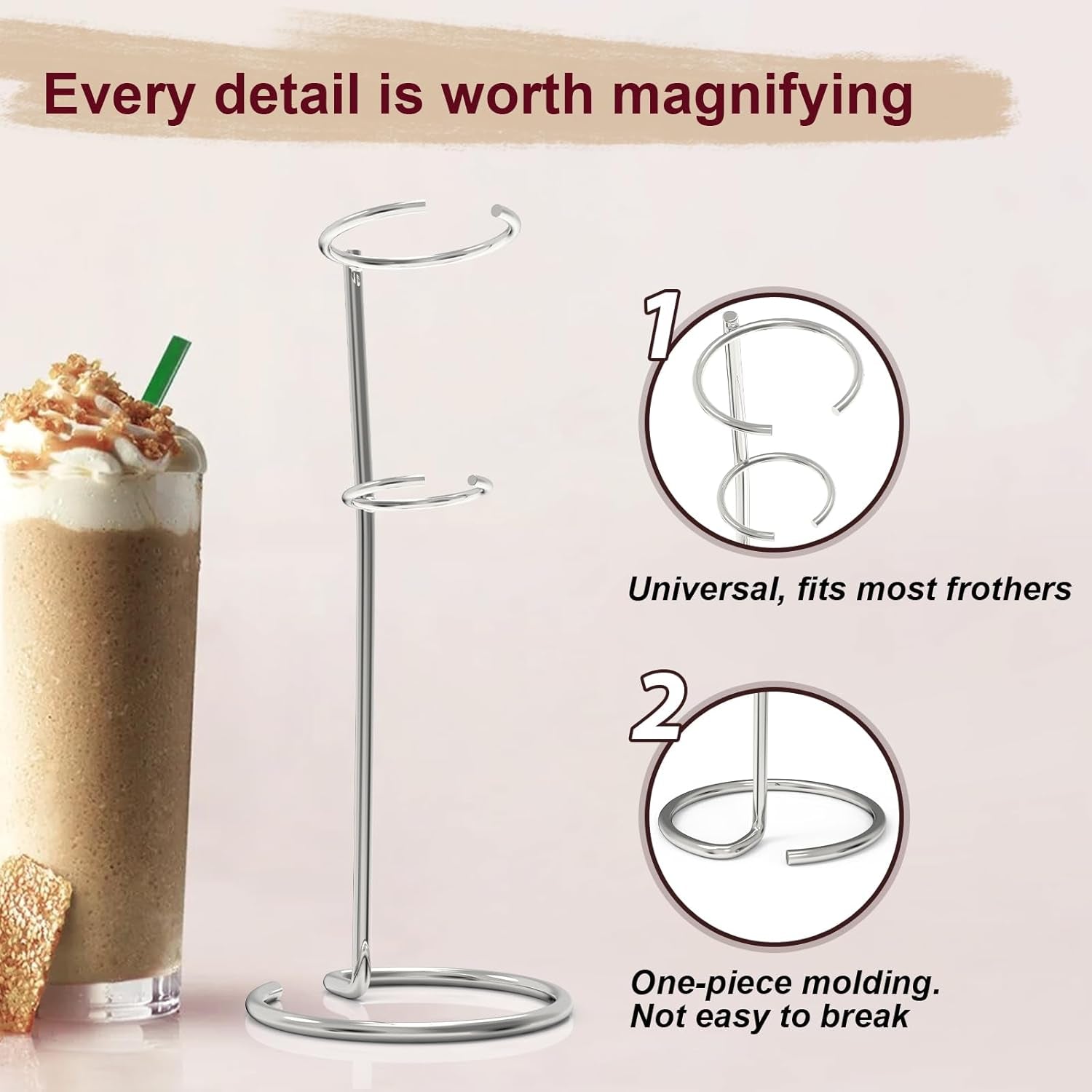 1PCS Milk Frother Stand, Suitable for Most Handheld Milk Frothers - Heavy Duty Premium Stand (Silver)