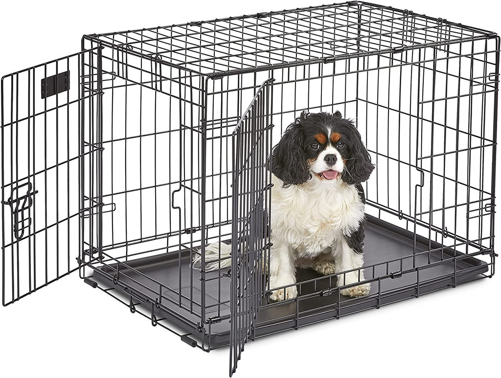 30-Inch Icrate for Medium Breeds, 21-40 Lbs, Single Door Folding Dog Crate with Divider Panel, Leak-Proof Tray & Secure Latch, Portable, Durable & Easy to Assemble