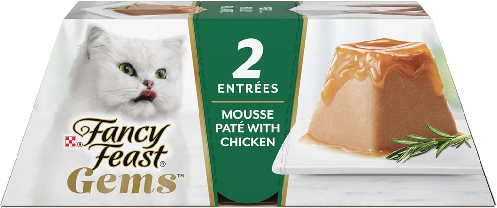 Gems Pate Cat Food Mousse with Chicken and a Halo of Savory Gravy Cat Food - (Pack of 8) 4 Oz. Boxes
