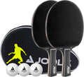 Duo Pro Ping Pong Paddles Set of 2 - Professional Table Tennis Paddles, Three Advanced 3 Star Tournament Ping Pong Balls and Carrying Case - Advanced Table Tennis Rackets