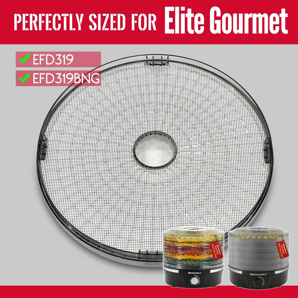 round Silicone Dehydrator Sheets for Elite Gourmet, Non-Stick BPA Free, Pack of 5 (Premium Reusable Food Dehydrator Mesh Mats)