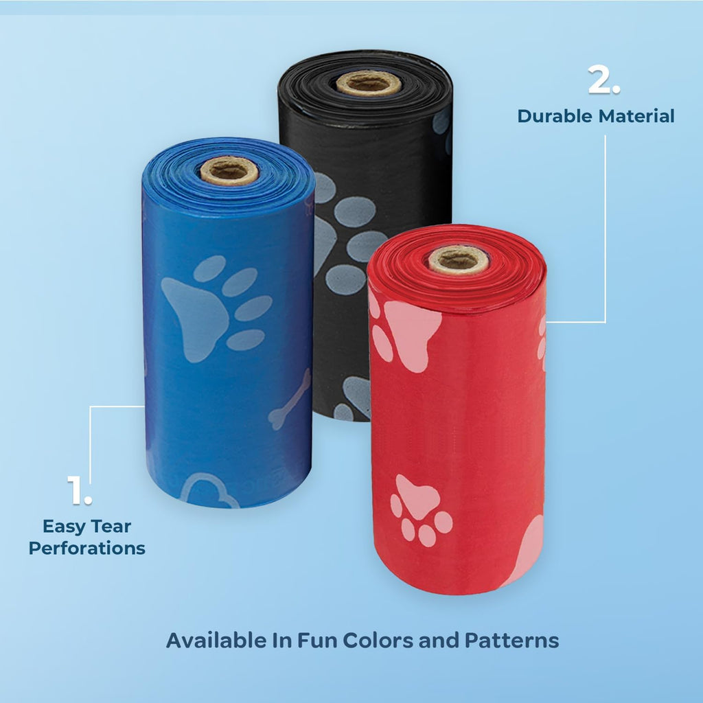 Dog Poop Bags for Waste Refuse Cleanup, Doggy Roll Replacements for Outdoor Puppy Walking and Travel, Leak Proof and Tear Resistant, Thick Plastic - Assorted, 150 Bags