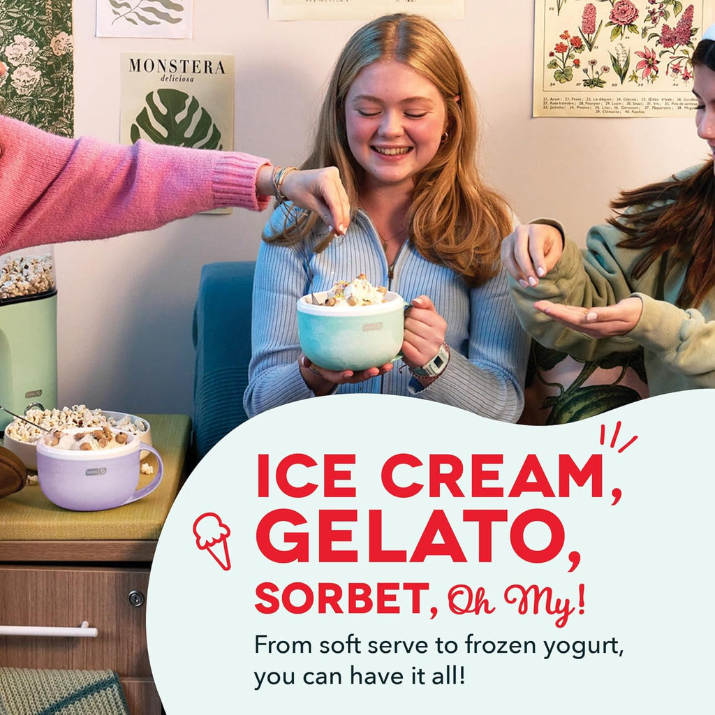 My Mug Ice Cream Maker - Makes Single Serving of Gelato, Frozen Yogurt, Sorbet & More - Easy to Clean & Use - Aqua, 2 Bowls
