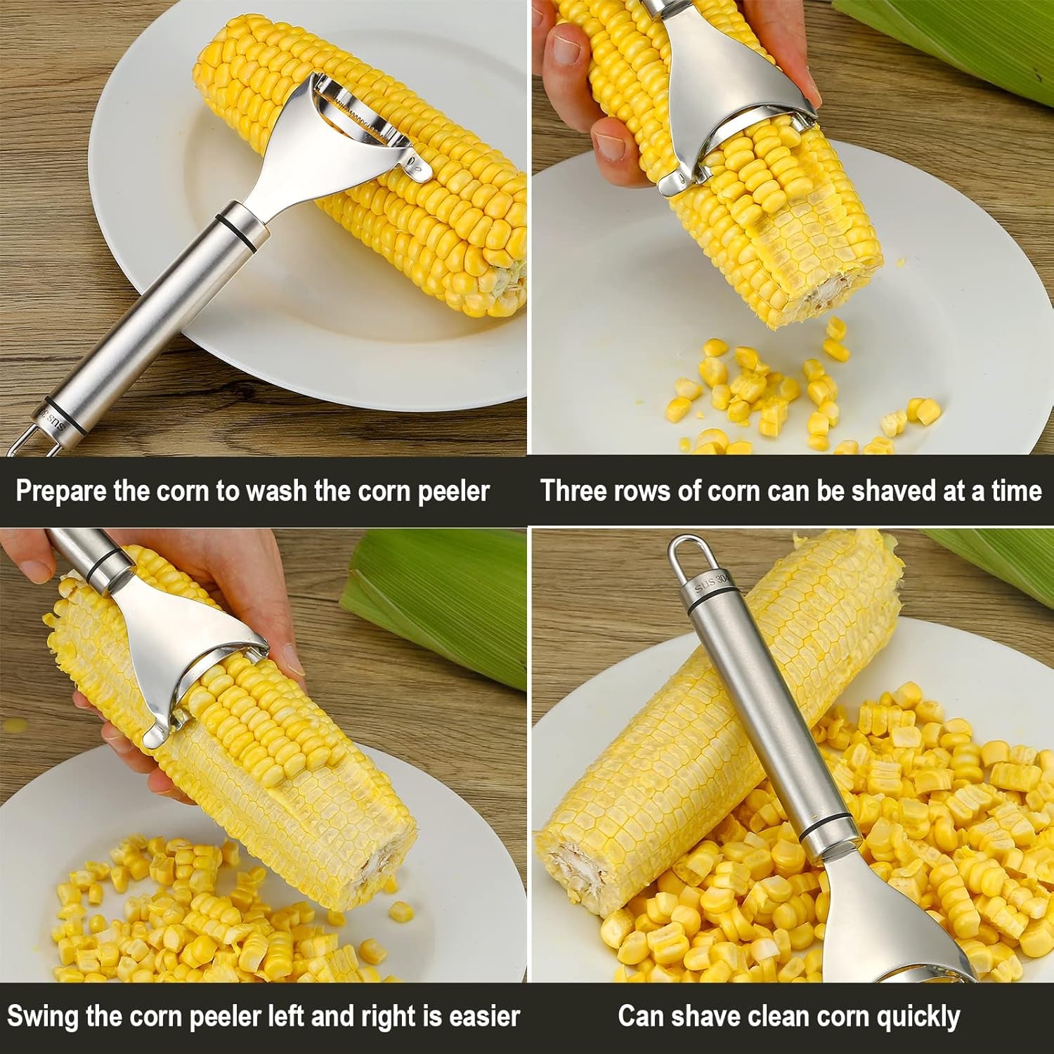 Corn Peeler Stainless Stee Corn Cob Stripper Tool Corn Thresher from the Cob, Removes Corn Kernels from Corn Cobs in Seconds, Kitchen Gadget