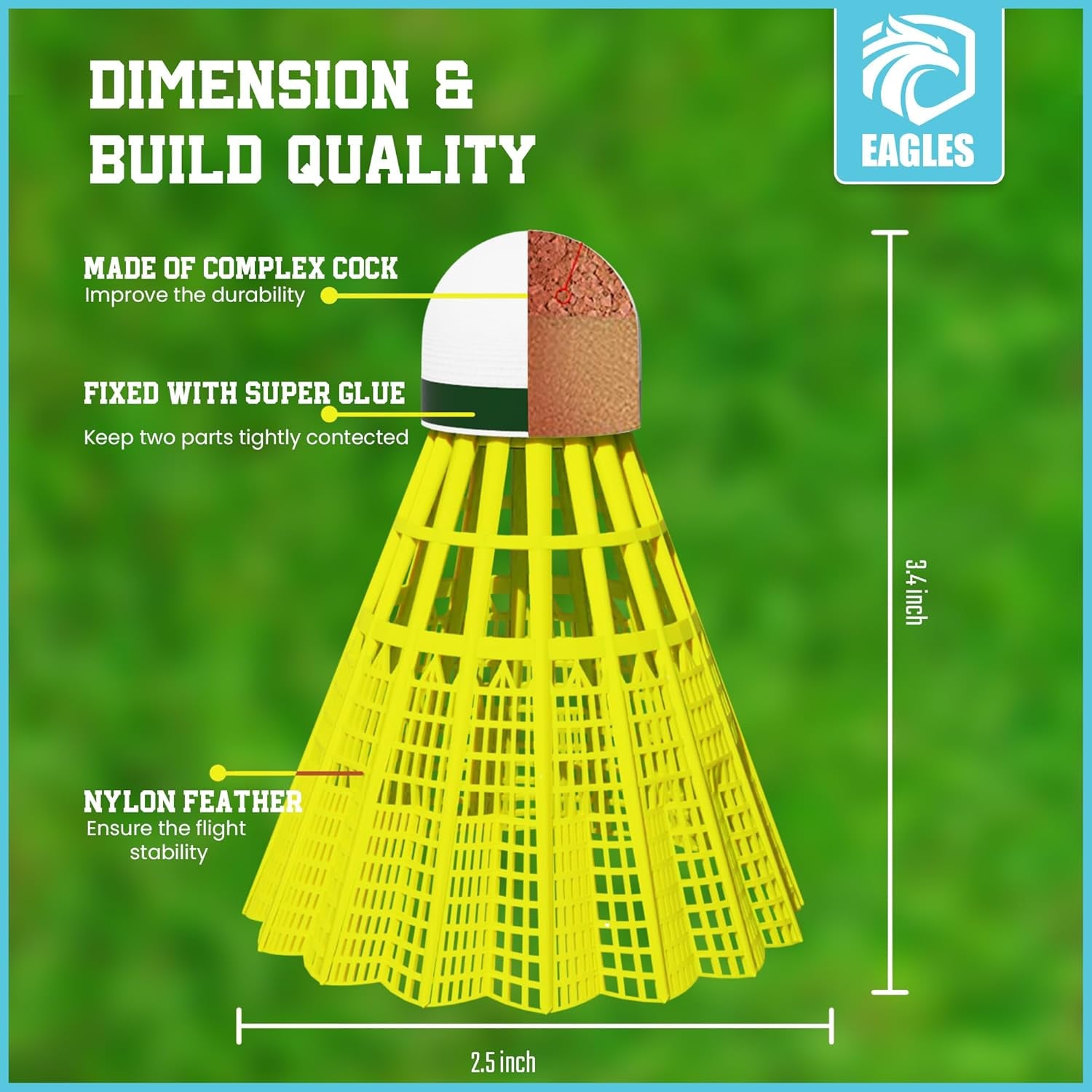Badminton Birdies - Nylon Bedminton Shuttlecocks for Softball/Baseball Batting Training - Highly Stable & Durable 24 Pack, 12 Pack or 6 Pack Shuttle Balls