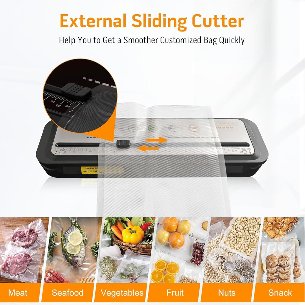 2025 Powerful Vacuum Sealer Machine | Compact Design | One-Touch Automatic | Seal in 10-20 Seconds | Dry, Moist, Wet, and Cold Modes | with 10 Vacuum Bags & Built-In Cutter (Grey)