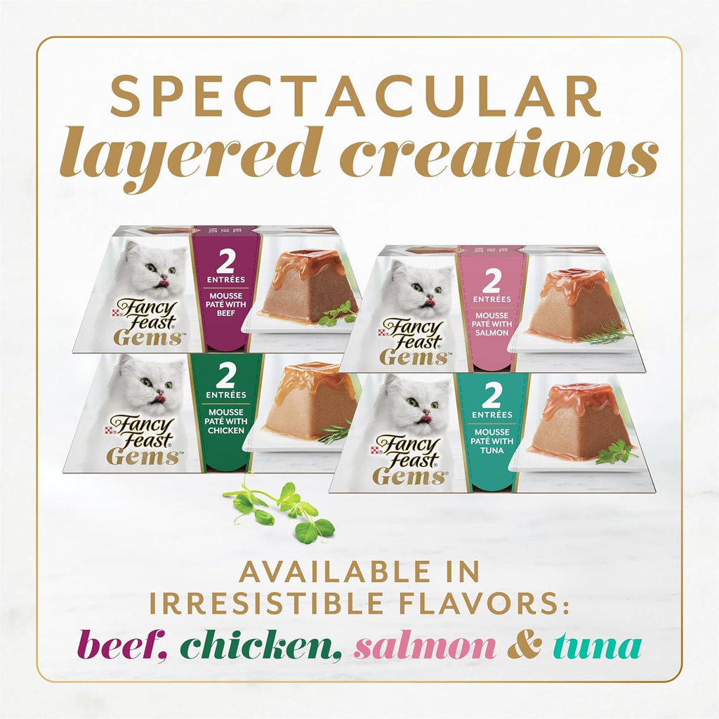 Gems Pate Cat Food Mousse with Chicken and a Halo of Savory Gravy Cat Food - (Pack of 8) 4 Oz. Boxes