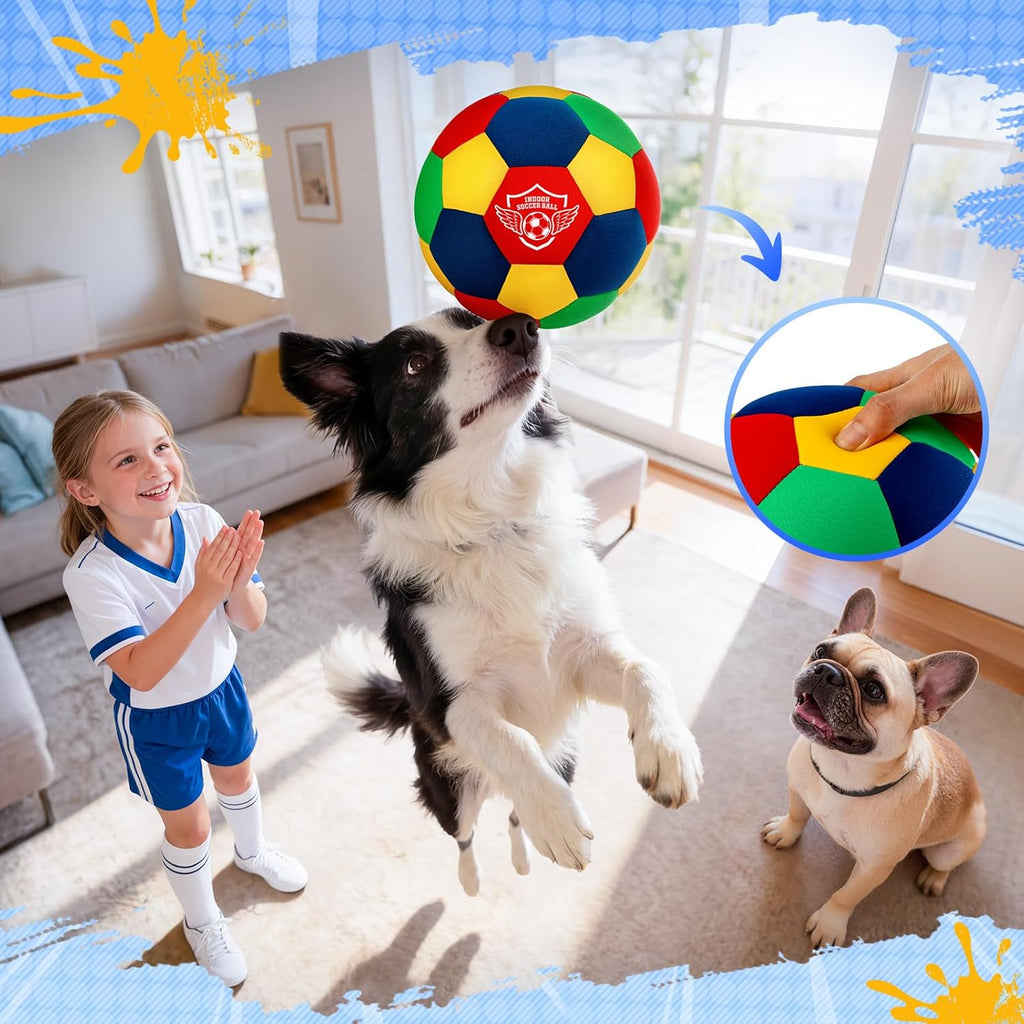 Indoor Soccer Ball, Size 4 Soft Foam for Toddlers and Kids, Silent in House, for Youth Boys and Girls Aged 3-12 Years Old