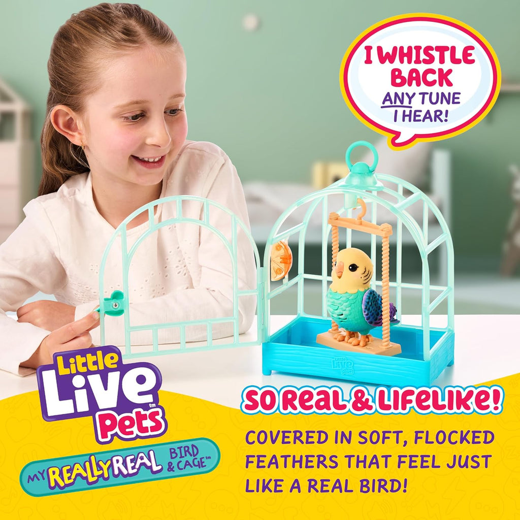 My Really Real Talking Bird Toy & Cage - Indie, Interactive Voice Repeating Toy, 20+ Sounds & Reactions, Talking Toys for Kids 5-7