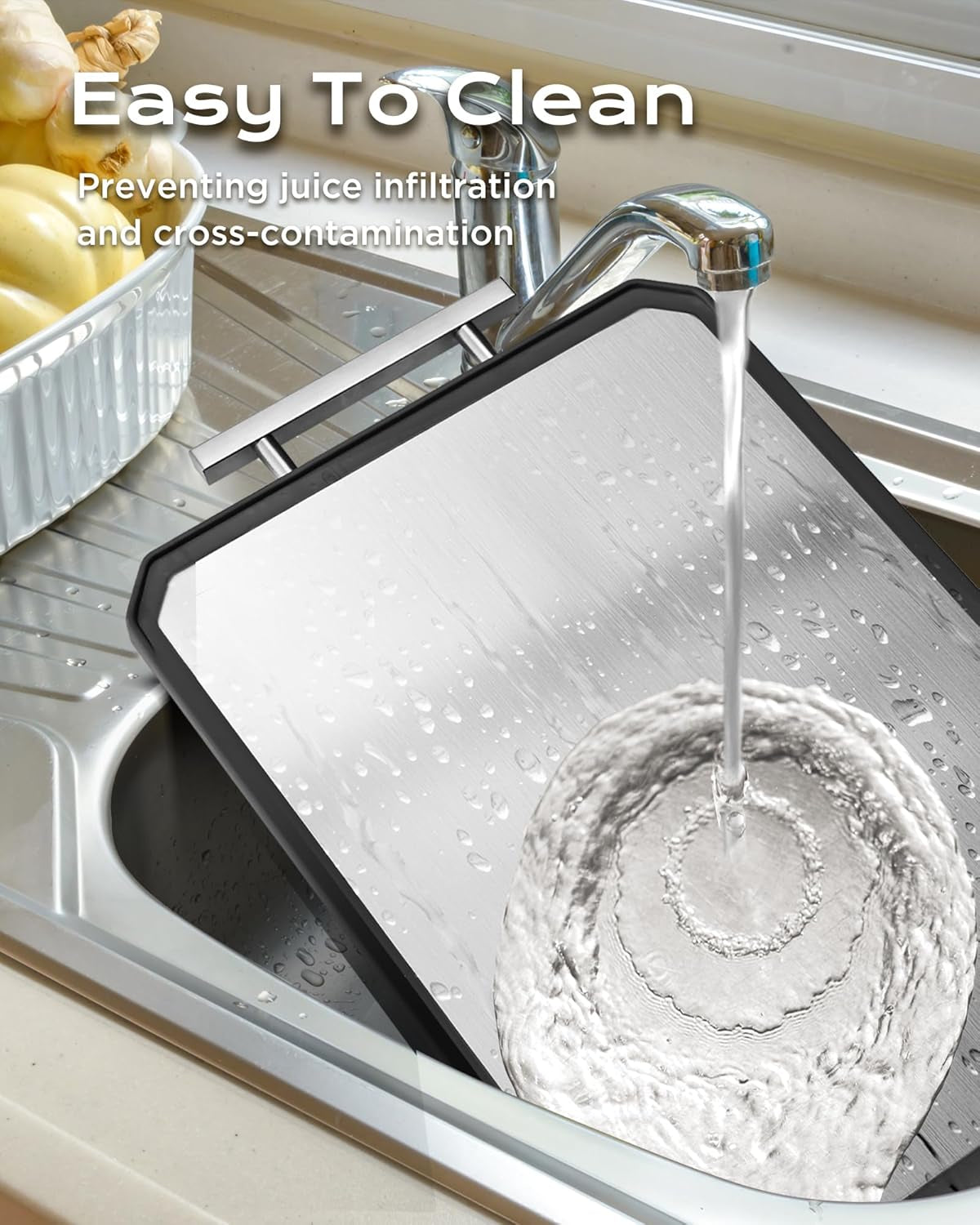 Stainless Steel Cutting Board,Double Sided Steel Bread Boards for Kitchen,Stainless Steel/Wheat Straw Pp Large Board for Meat,Non Toxic Chopping,16 * 11 Inch,Dishwasher Safe