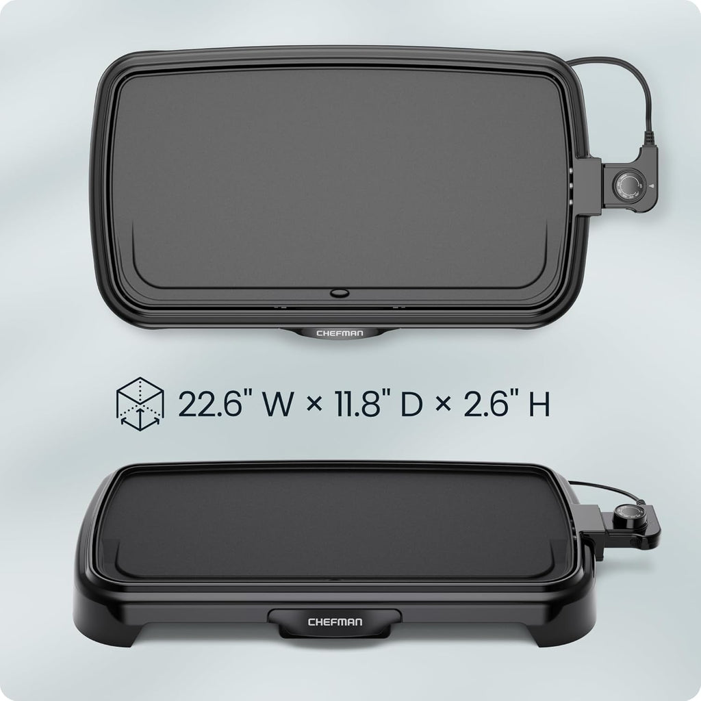 XL Electric Griddle with Removable Temperature Control, Immersible Flat Top Grill, Burger, Eggs, Pancake Griddle, Nonstick Extra Large Cooking Surface, Slide Out Drip Tray, 10 X 20 Inch