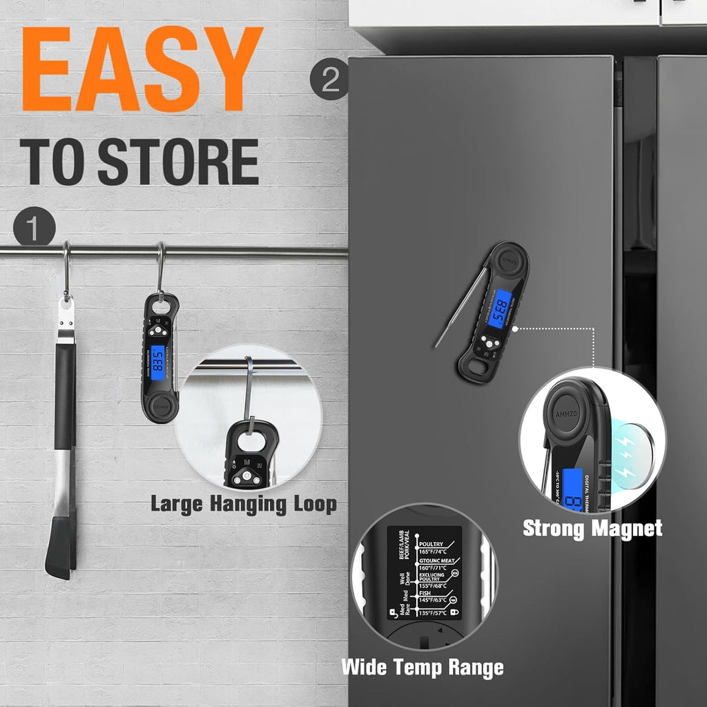 Meat Thermometer Digital, Instant Read Food Thermometer for Cooking, Grilling, Baking, Frying & Candy Making, Essentials Kitchen Gadgets Accessory, Gifts for Men Women Dad Mom Birthday