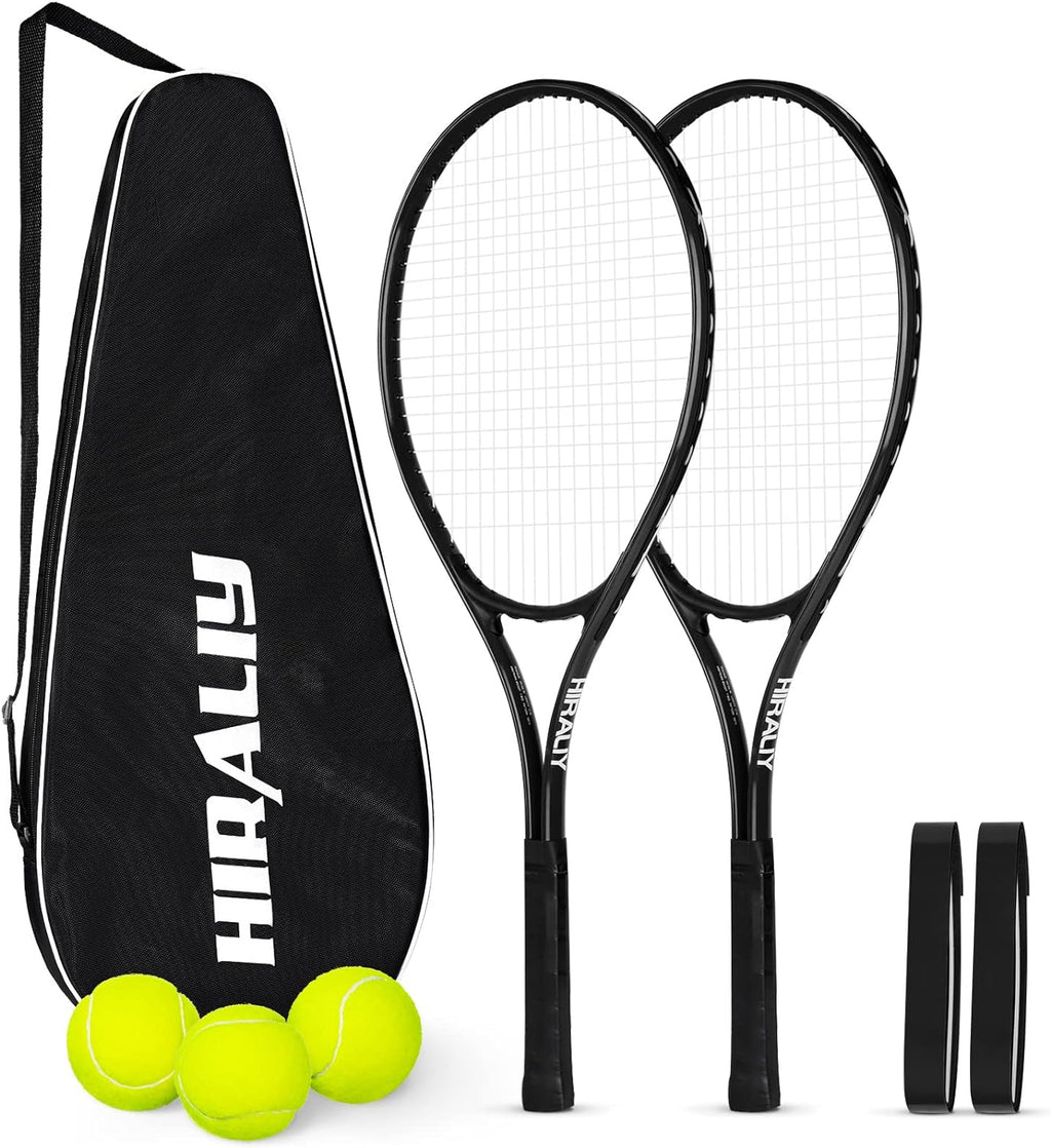 Tennis Rackets 2 Pack for Adults Beginners - 27 Inch Lightweight Aluminum Tennis Racquet Set with 3 Balls & Carry Bag - Vibration Dampening & Large Sweet Spot for Men Women Couples
