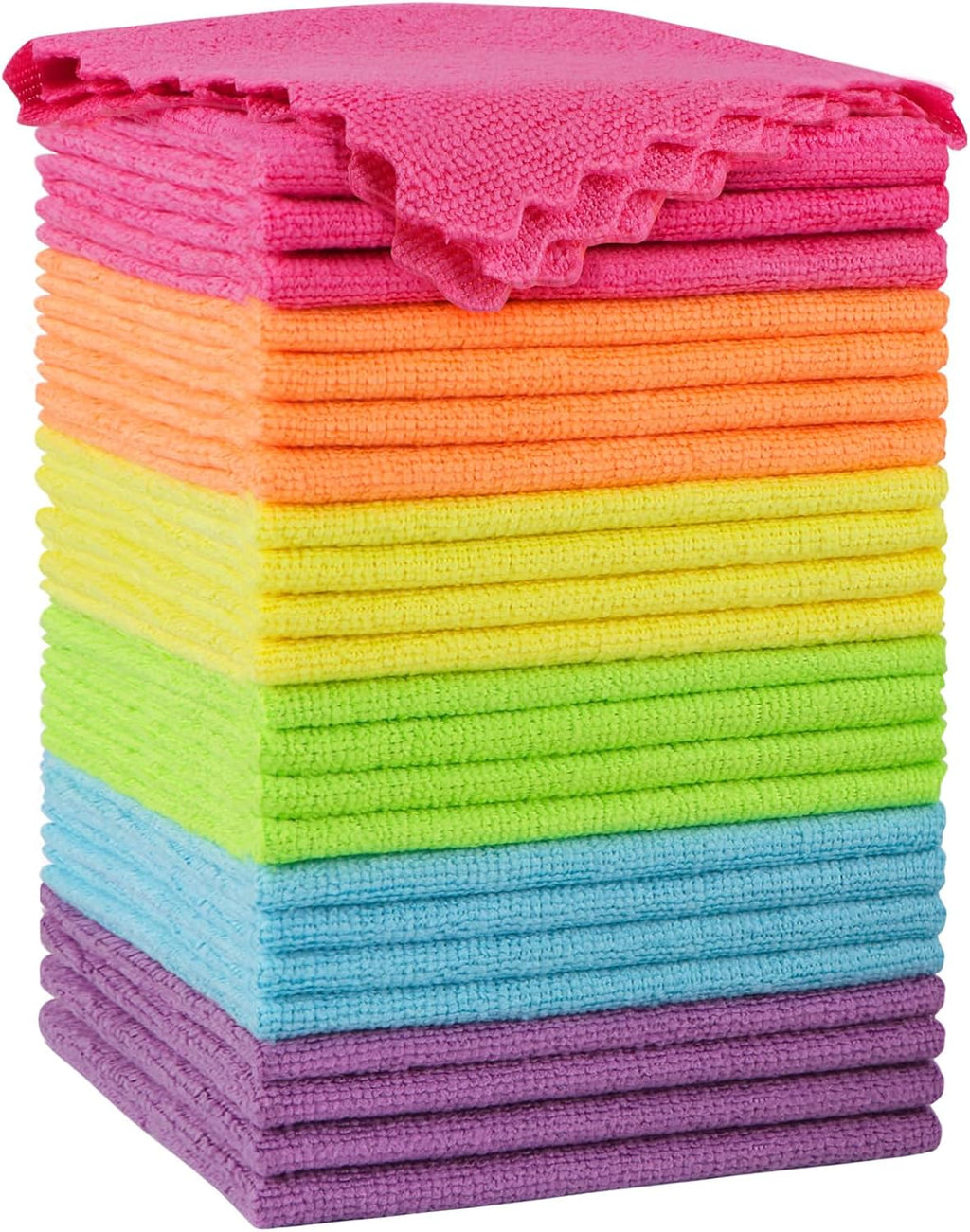 Microfiber Cleaning Cloth, 24 Pack Highly Absorbent Cleaning Rags, Household Cleaning Supplies, Reusable Microfiber Towels Lint Free Cloths for House, Kitchen, Car Care, 12X11 Inch