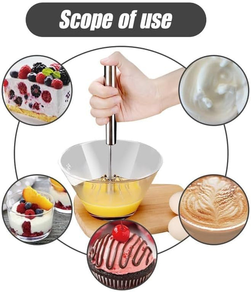 Stainless Steel Whisk, Egg Whisk Hand Push Rotary Whisk Blender, Hand Push Mixer Stirrer Tool for Cooking Kitchen Home Egg Milk (1PCS)
