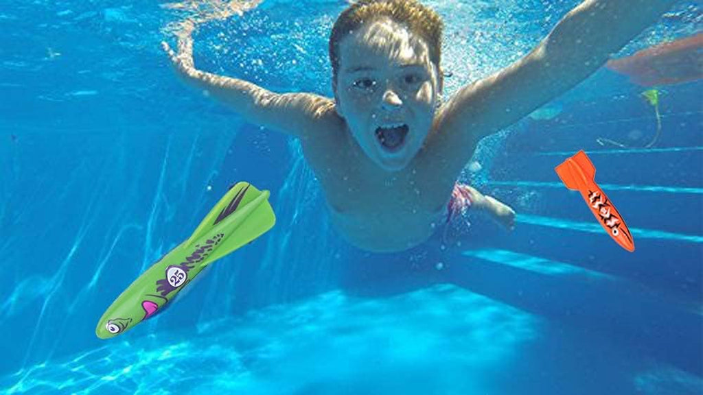 Diving Pool Toy Underwater Swimming Throwing Diving Torpedo Shark,4 Pack