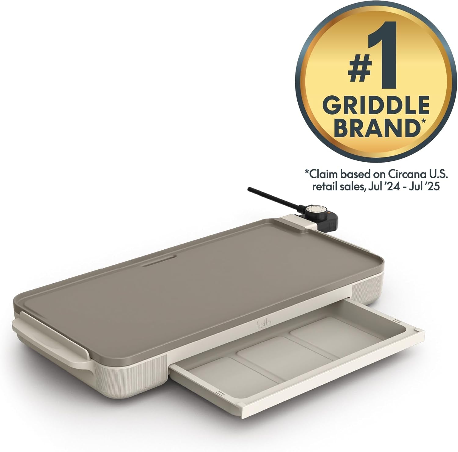 10" X 20" Electric Griddle with Warming Tray, Evergood™ Ceramic Nonstick Coating & Removable Temperature Probe, Dishwasher-Safe Drip Tray & Cool Touch Handles, 1500 Watt, Oatmilk
