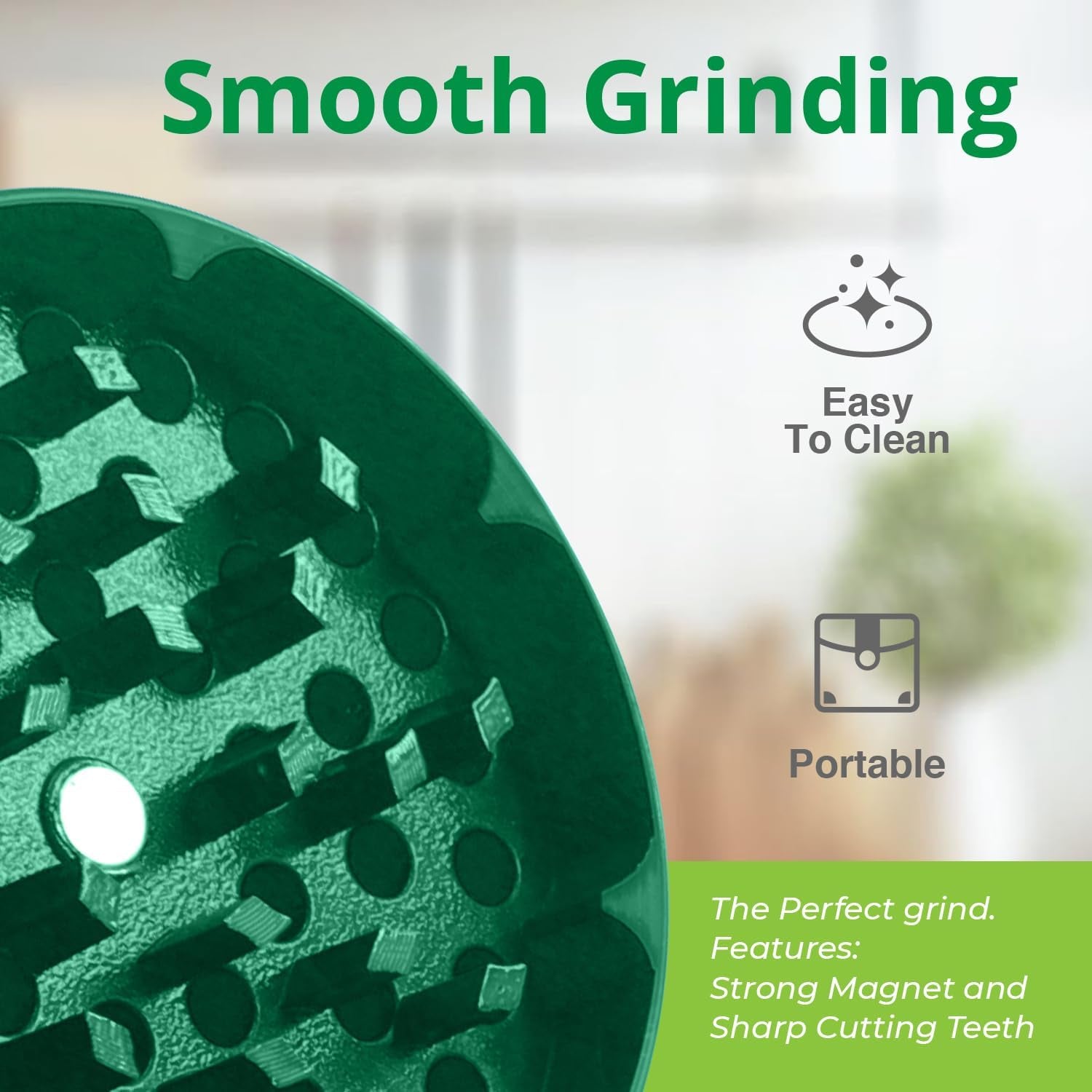 2.5" Manual 3-Piece Zinc Grinder with Large Bottom Chamber (Green)