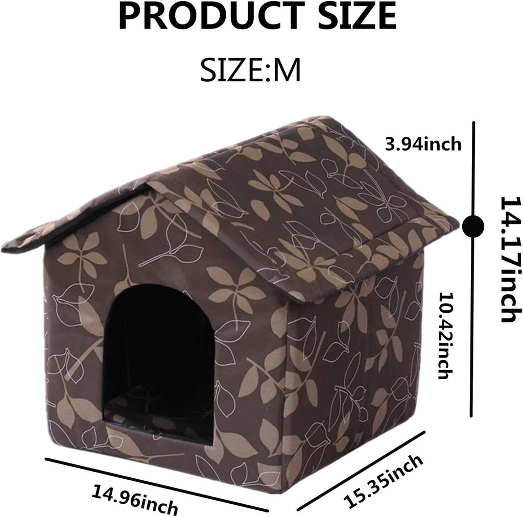 Outdoor Cat House Cat House for Outdoor and Indoor Use - Waterproof Shelter for Cats, Dogs, and Feral Animals (Brown, Medium)