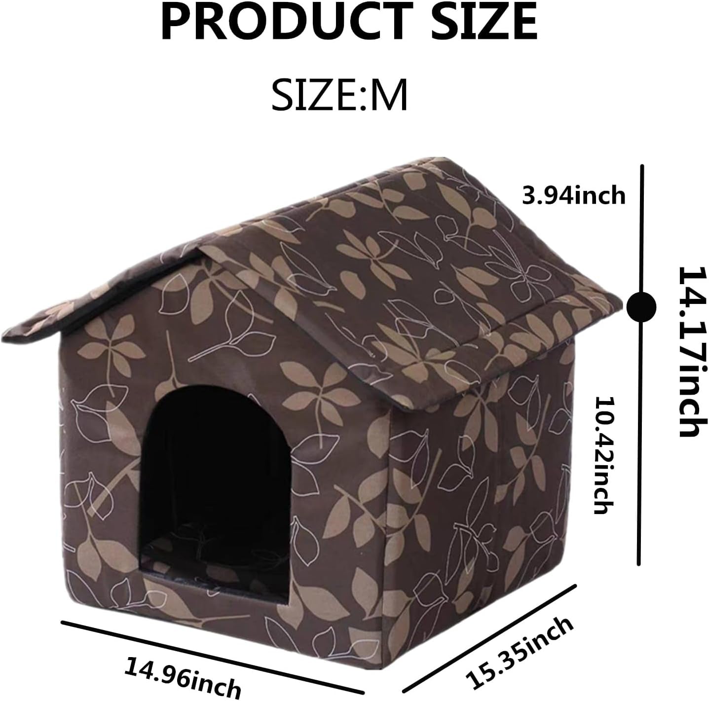 Outdoor Cat House Cat House for Outdoor and Indoor Use - Waterproof Shelter for Cats, Dogs, and Feral Animals (Brown, Medium)