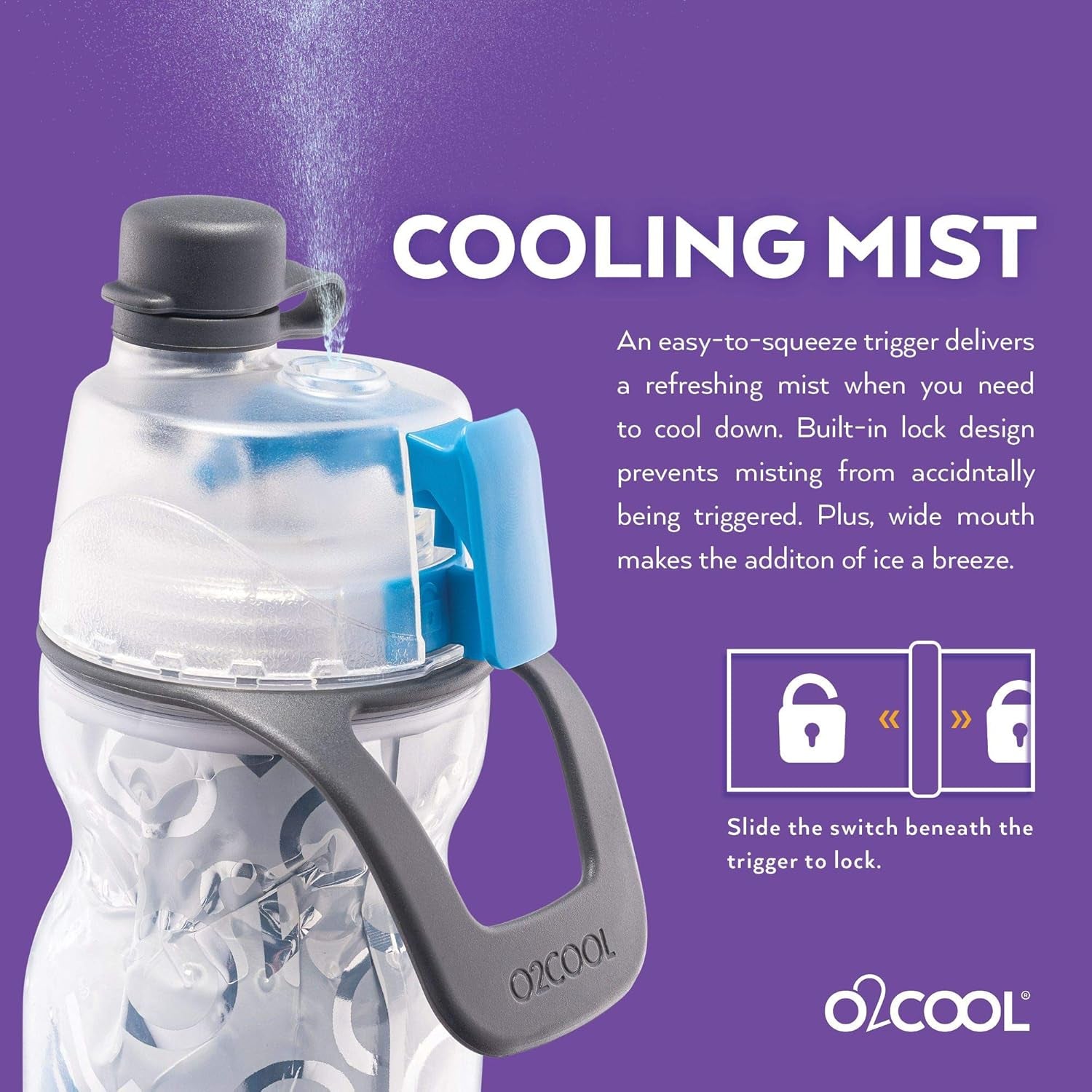 Mist 'N Sip Misting Water Bottle 2-In-1 Mist and Sip Function with No Leak Pull Top Spout Reusable Sports Water Bottle - 20 Oz (Soccer)