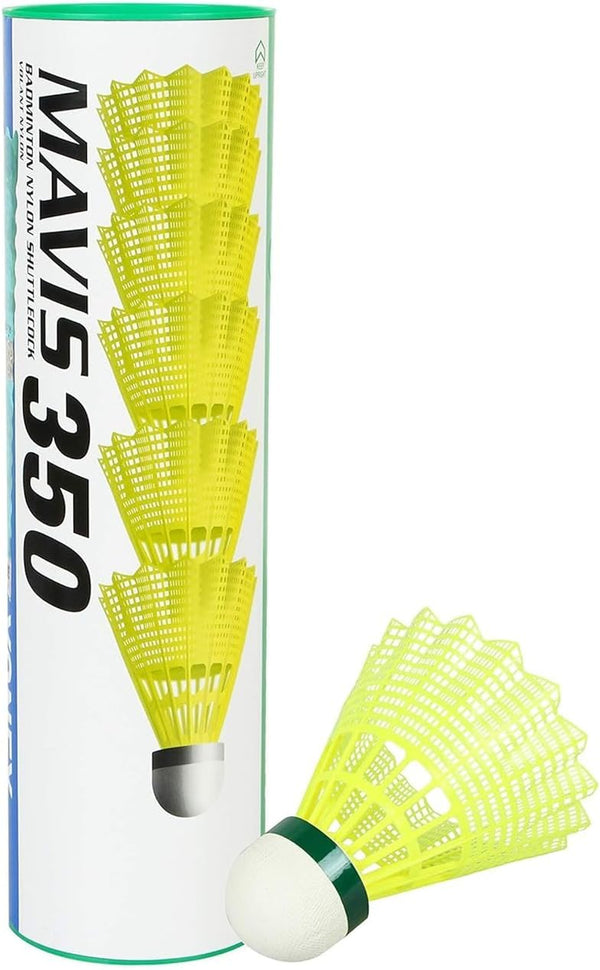 Mavis 350 Nylon Badminton Shuttlecocks (Yellow, Slow Speed) | Durable Performance