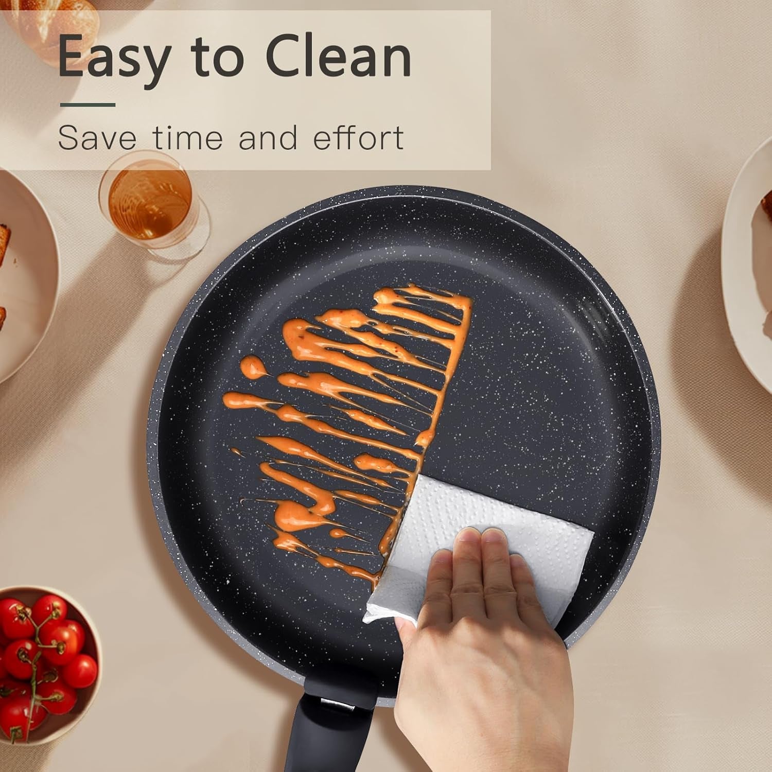 Ceramic Pots and Pans Set Non Stick, 11 Piece Nonstick Detachable Handle Cookware Sets, Non Toxic Induction Kitchen Pot and Pan with Removable Handle, Healthy RV Cookware, Dishwasher ＆Oven Safe
