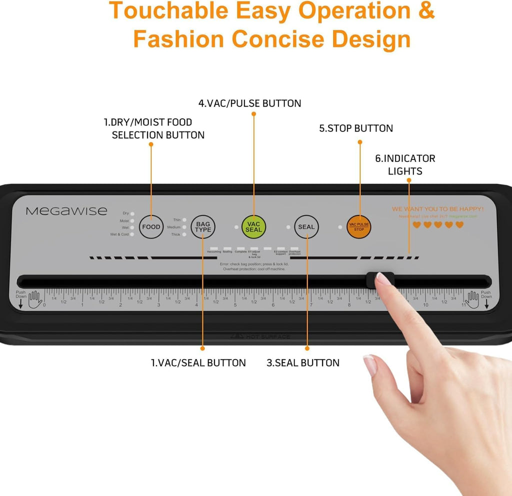 2025 Powerful Vacuum Sealer Machine | Compact Design | One-Touch Automatic | Seal in 10-20 Seconds | Dry, Moist, Wet, and Cold Modes | with 10 Vacuum Bags & Built-In Cutter (Grey)